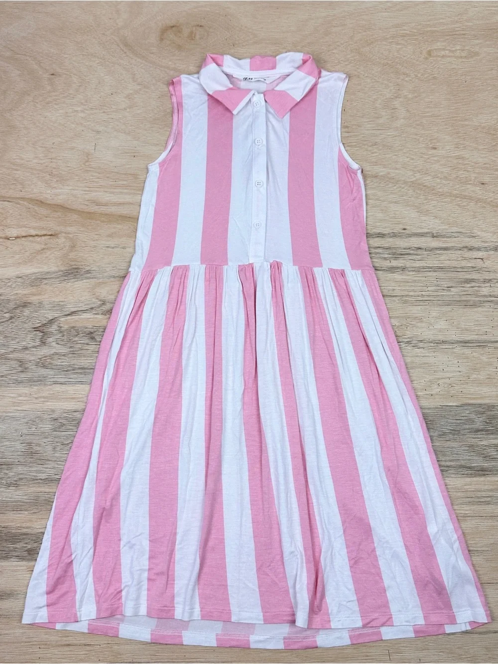 H&M Kids Pink and White Striped Collared Dress